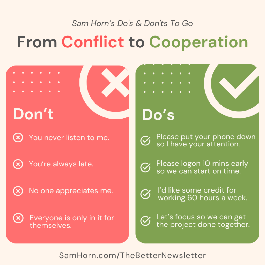 Sam Horn Infographic - Turn Conflict into Cooperation