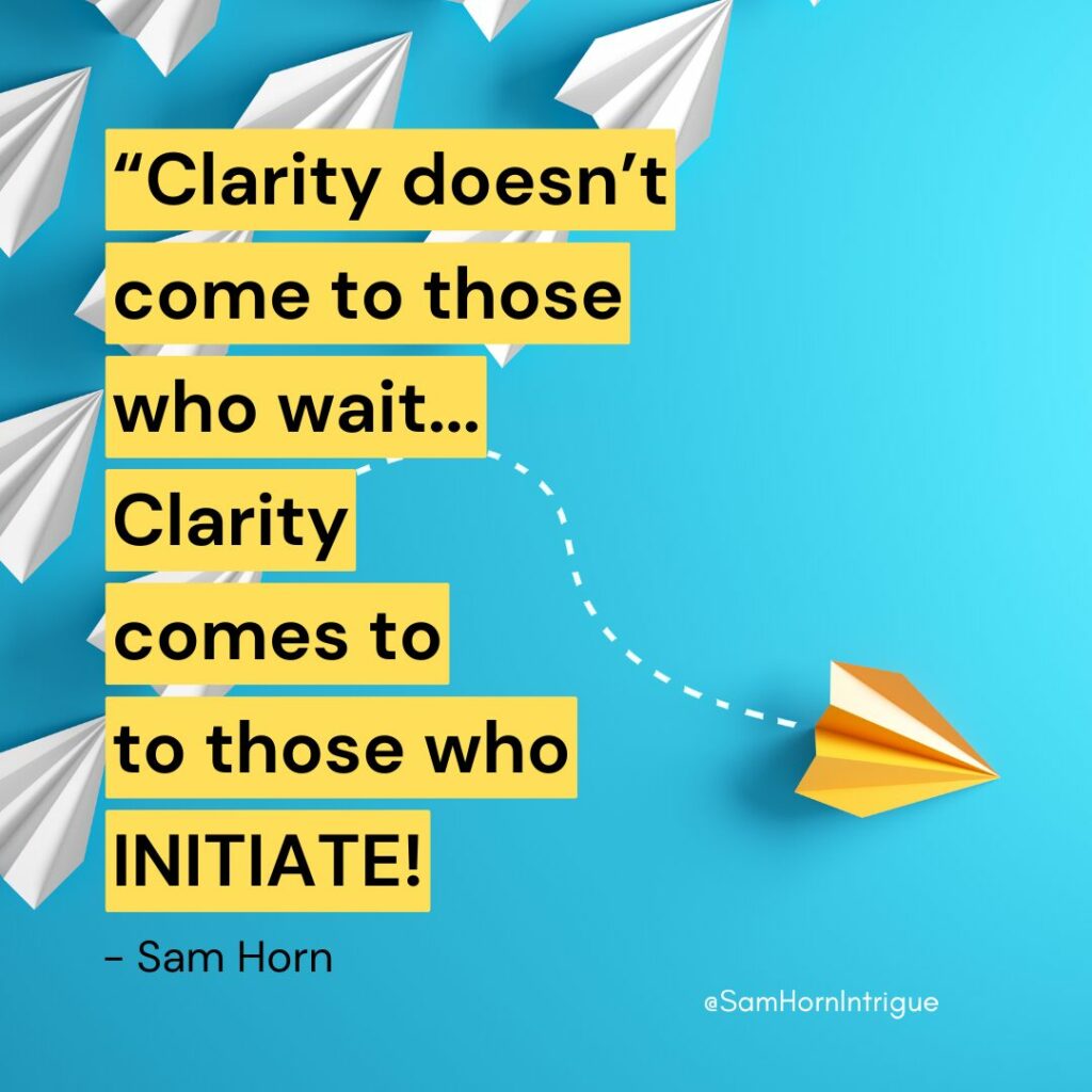 Sam Horn's Better Newsletter AHA Image - yellow paper airplane leading it's own path