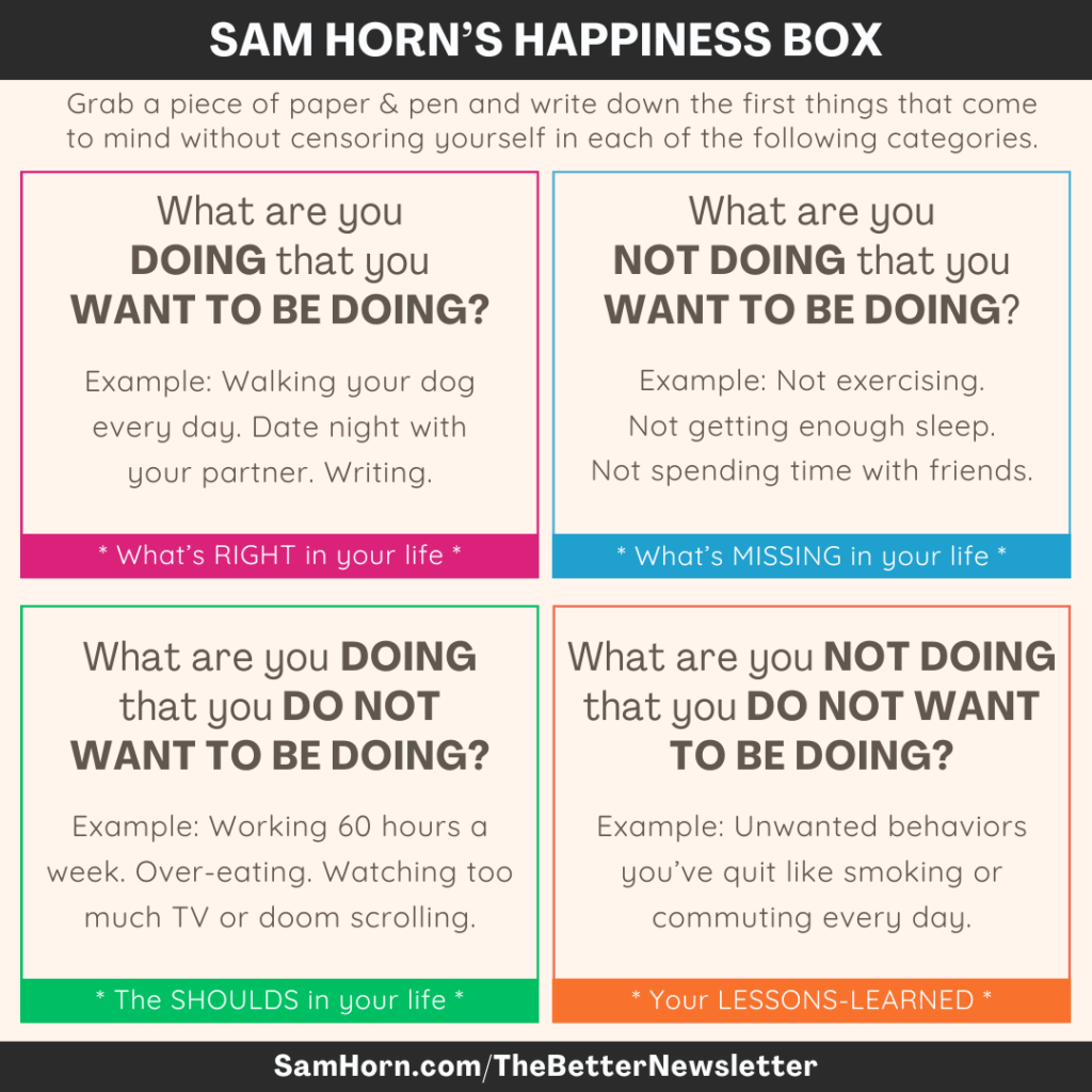 Sam Horn's Happiness Box Infographic