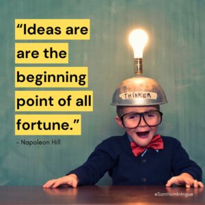 Boy with thinking cap on and quote from Napoleon Hill