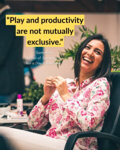 Woman at work having fun