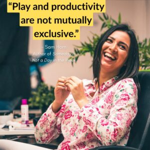 Woman at work having fun
