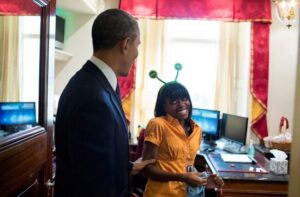 Angela Tennison with Obama