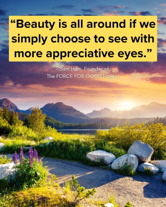 Beautiful landscape with Sam Horn quote