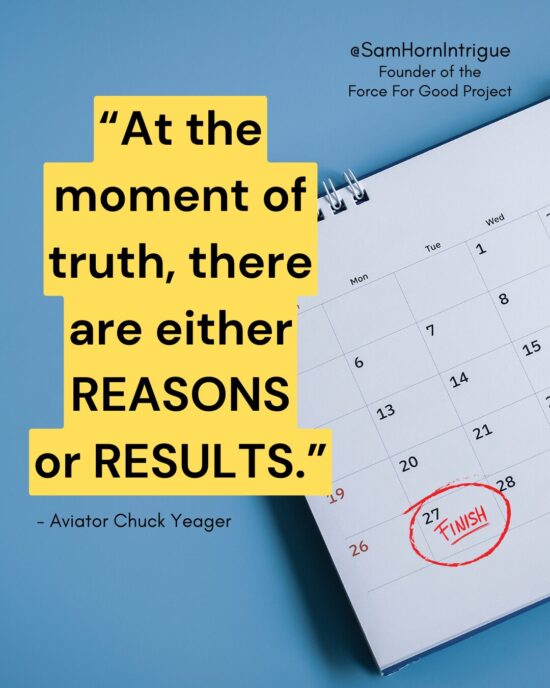 Reasons or results quote image from Sam Horn